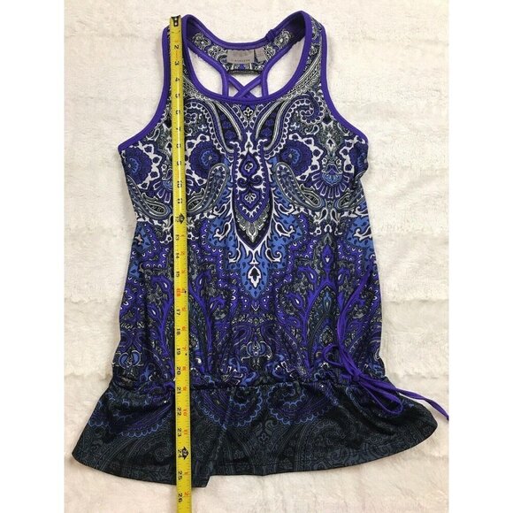 Athleta Tic Tac Toe Yoga Tank Top Size XS Racerback Gathered Waist - Picture 10 of 10